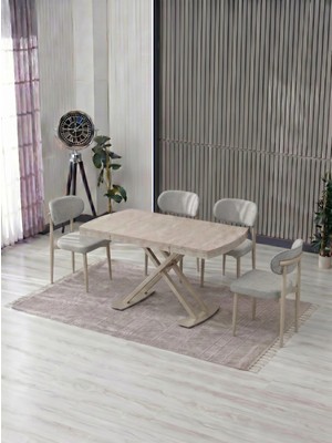 JoyMassa Venoxa 70X110  Mdf Masa / 4 Polo Sandalyeli Masa Takımı
