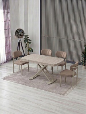 JoyMassa Venoxa 70X110  Mdf Masa / 4 Polo Sandalyeli Masa Takımı