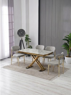 JoyMassa Venoxa 70X110  Mdf Masa / 4 Polo Sandalyeli Masa Takımı