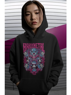 Sevbano Baby Metal Rock Metal Müzik Grubu Sırt Baskılı Unisex Oversize Premium Hoodie