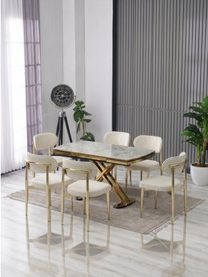 JoyMassa Venoxa 80X120 Mdf Masa / 6 Polo Sandalyeli Masa Takımı