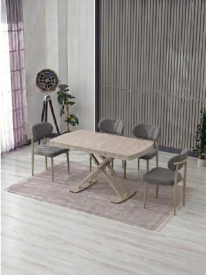 JoyMassa Venoxa 70X110  Mdf Masa / 4 Polo Sandalyeli Masa Takımı