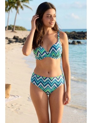 Kom Welle Desenli Toparlayıcı Bikini Takımı Turkuaz