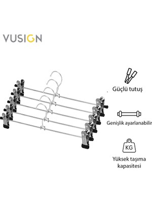 Vusign Vusıgn Mandallı Ayarlanabilir  Pantolon ve Etek Askısı Paslanmaz Çelik 35 cm Ahşap Rengi 10'lu Paket