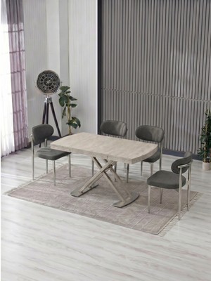 JoyMassa Venoxa 70X110  Mdf Masa / 4 Polo Sandalyeli Masa Takımı