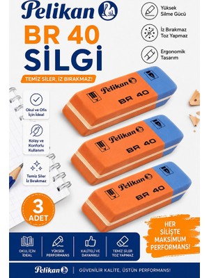 ArtMaster Kırmızı Mavi Silgi 3 Adet Pelikan SP40 Kurşun Kalem Tükenmez Pilot Kalem Silgi Ufalanmayan Okul Büro Yerli Üretim Ekstra