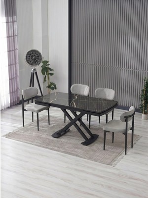 JoyMassa Venoxa 70X110  Mdf Masa / 4 Polo Sandalyeli Masa Takımı
