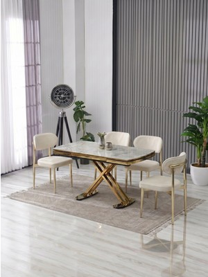 JoyMassa Venoxa 70X110  Mdf Masa / 4 Polo Sandalyeli Masa Takımı