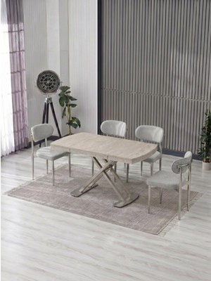 JoyMassa Venoxa 70X110  Mdf Masa / 4 Polo Sandalyeli Masa Takımı