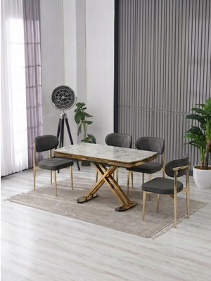JoyMassa Venoxa 70X110  Mdf Masa / 4 Polo Sandalyeli Masa Takımı