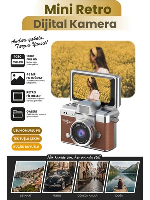 Teknoloji Gelsin Mini Dijital Kamera Anahtarlık Kamera 1080P Ekranlı Flaşlı Selfie Video Vlog Kamerası