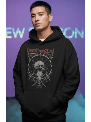 Sevbano Lamb Of God Rock Metal Müzik Grubu Ön Baskılı Unisex Oversize Premium Hoodie