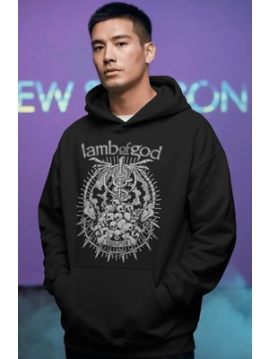 Sevbano Lamb Of God Rock Metal Müzik Grubu Ön Baskılı Unisex Oversize Premium Hoodie