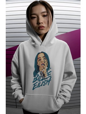 Sevbano Billie Eilish Şarkıcı Sırt Baskılı Unisex Oversize Premium Hoodie