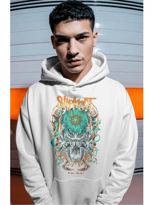 Sevbano Slipknot Rock Metal Müzik Grubu Sırt Baskılı Unisex Oversize Premium Hoodie