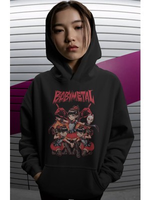 Sevbano Baby Metal Rock Metal Müzik Grubu Sırt Baskılı Unisex Oversize Premium Hoodie