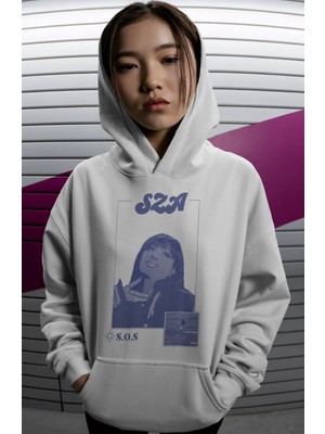Sevbano Sza Rapper Şarkıcı Sırt Baskılı Unisex Oversize Premium Hoodie