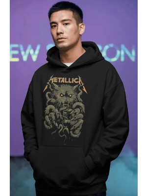 Sevbano Metallica Rock Metal Müzik Grubu Ön Baskılı Unisex Oversize Premium Hoodie