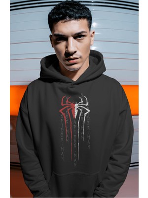 Sevbano Spider-Man Örümcek Adam Logo Film Baskılı Unisex Oversize Premium Hoodie