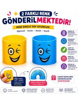 Bkmc Party 2'li Mini Yay Oyuncak | Emoji Desenli Esnek Slinky | Çocuk Eğlence Oyuncağı | Renkli Yay
