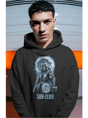 Sevbano Sub-Zero Mortal Kombat Anime Ön Baskılı Unisex Oversize Premium Hoodie