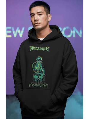 Sevbano Megadeth Rock Metal Müzik Grubu Ön Baskılı Unisex Oversize Premium Hoodie