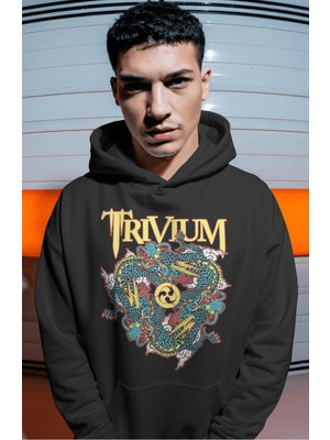 Sevbano Trivium Rock Metal Müzik Grubu Sırt Baskılı Unisex Oversize Premium Hoodie