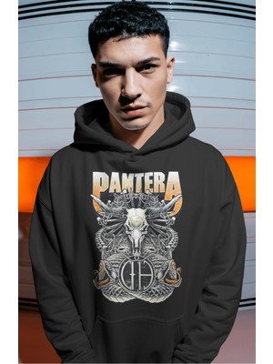 Sevbano Pantera Rock Metal Müzik Grubu Sırt Baskılı Unisex Oversize Premium Hoodie