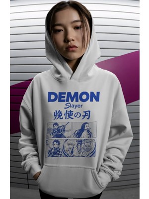 Sevbano Demon Slayer Anime Sırt Baskılı Unisex Oversize Premium Hoodie