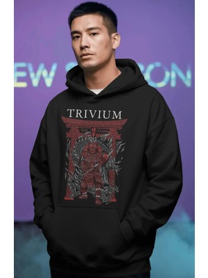 Sevbano Trivium Rock Metal Müzik Grubu Ön Baskılı Unisex Oversize Premium Hoodie
