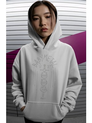 Sevbano Baby Metal Rock Metal Müzik Grubu Sırt Baskılı Unisex Oversize Premium Hoodie