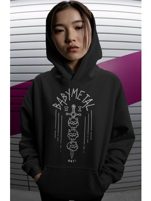 Sevbano Baby Metal Rock Metal Müzik Grubu Sırt Baskılı Unisex Oversize Premium Hoodie