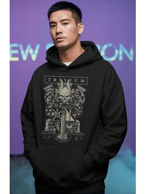 Sevbano Trivium Rock Metal Müzik Grubu Ön Baskılı Unisex Oversize Premium Hoodie