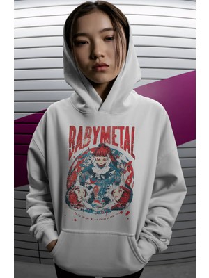 Sevbano Baby Metal Rock Metal Müzik Grubu Sırt Baskılı Unisex Oversize Premium Hoodie