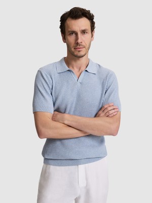 Cacharel Erkek Bebe Mavi Slim Fit %100 Pamuk Apaş Yaka Triko T-Shirt 50320580-VR249
