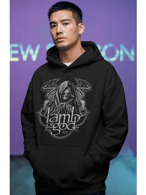 Sevbano Lamb Of God Rock Metal Müzik Grubu Ön Baskılı Unisex Oversize Premium Hoodie