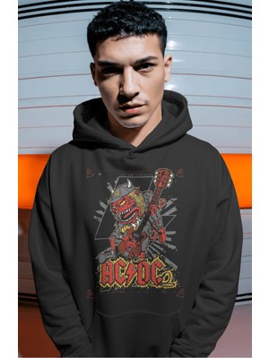 Sevbano Ac Dc Rock Metal Müzik Grubu Sırt Baskılı Unisex Oversize Premium Hoodie