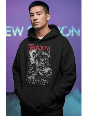 Sevbano Trivium Rock Metal Müzik Grubu Ön Baskılı Unisex Oversize Premium Hoodie
