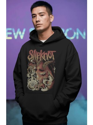 Sevbano Slipknot Rock Metal Müzik Grubu Ön Baskılı Unisex Oversize Premium Hoodie