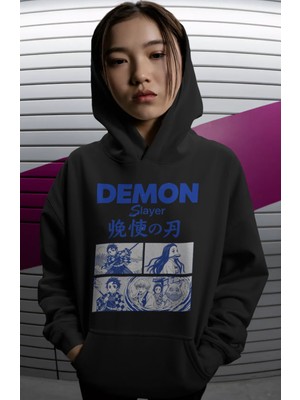 Sevbano Demon Slayer Anime Sırt Baskılı Unisex Oversize Premium Hoodie