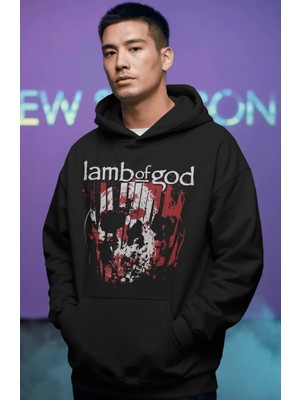 Sevbano Lamb Of God Rock Metal Müzik Grubu Ön Baskılı Unisex Oversize Premium Hoodie
