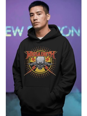 Sevbano Megadeth Rock Metal Müzik Grubu Ön Baskılı Unisex Oversize Premium Hoodie