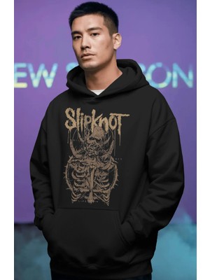 Sevbano Slipknot Rock Metal Müzik Grubu Ön Baskılı Unisex Oversize Premium Hoodie