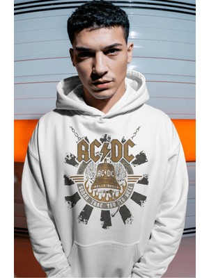 Sevbano Ac Dc Rock Metal Müzik Grubu Sırt Baskılı Unisex Oversize Premium Hoodie
