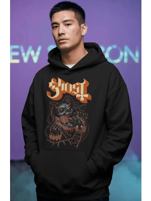 Sevbano Ghost Rock Metal Müzik Grubu Ön Baskılı Unisex Oversize Premium Hoodie
