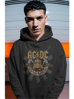 Sevbano Ac Dc Rock Metal Müzik Grubu Sırt Baskılı Unisex Oversize Premium Hoodie