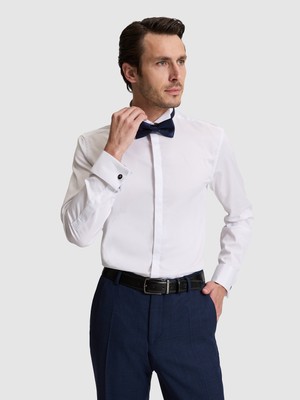 Cacharel Erkek Beyaz Slim Fit Pamuk Karışımlı Ata Yaka Smokin Gömlek 50324587-VR013
