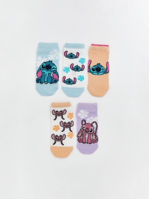 Lc Waikiki Yeni Sezon Stitch ve Angel Desenli Kız Çocuk Patik Çorap 5'li