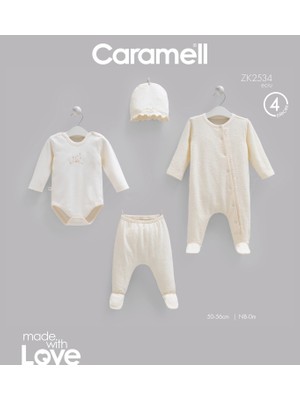 Caramell Fashion Girl Tulumlu 4'lü Yenidoğan Set