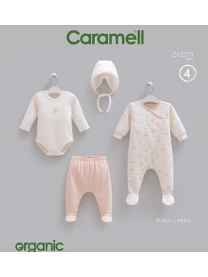 Caramell Tiny Baby  Organik Tulumlu 4'lü Yenidoğan Set (Kız)